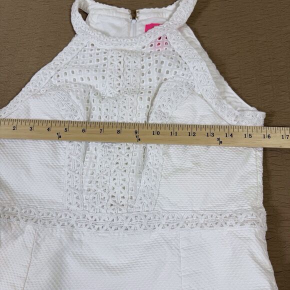 Lilly Pulitzer‎ CHARLIZE Eyelet White Shift Dress Lined Cotton Size 6 - Picture 6 of 15